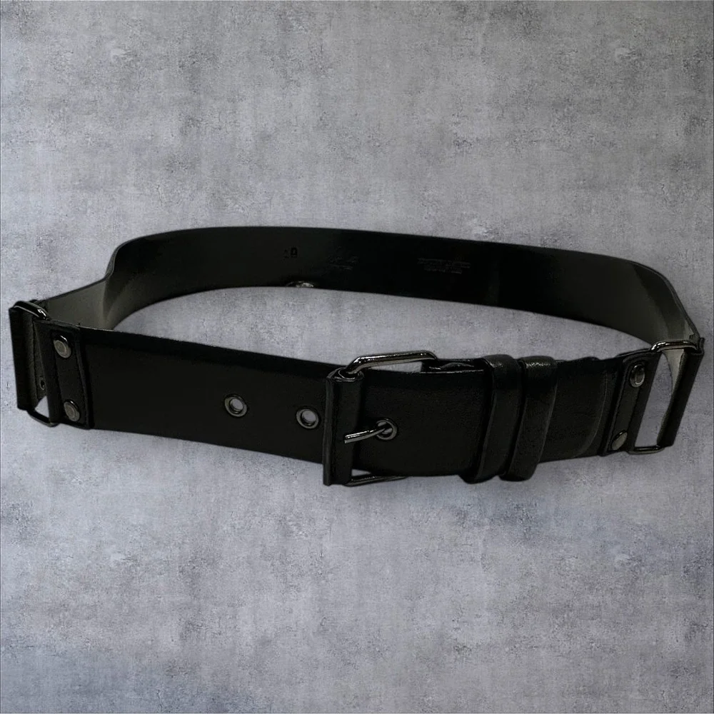 Vintage Genuine‎ Leather Black Belt Minimalist Classic USA Made 36
